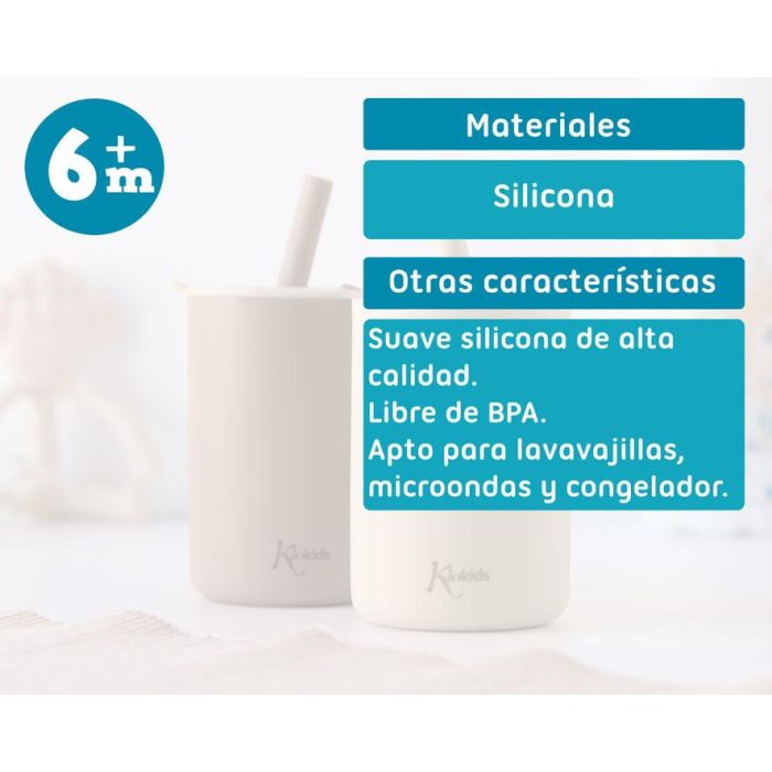 Vasos En Silicona Beige Con Pajita 5 Vasos En Silicona Beige Con Pajita 5