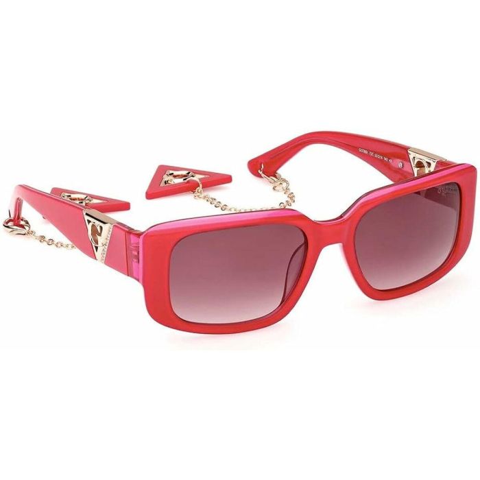 Guess Gafas GU7891 72T - Gafas de Sol Rectangulares para Mujer, Rosa Brillante con Cristales Burdeos Degradado 2