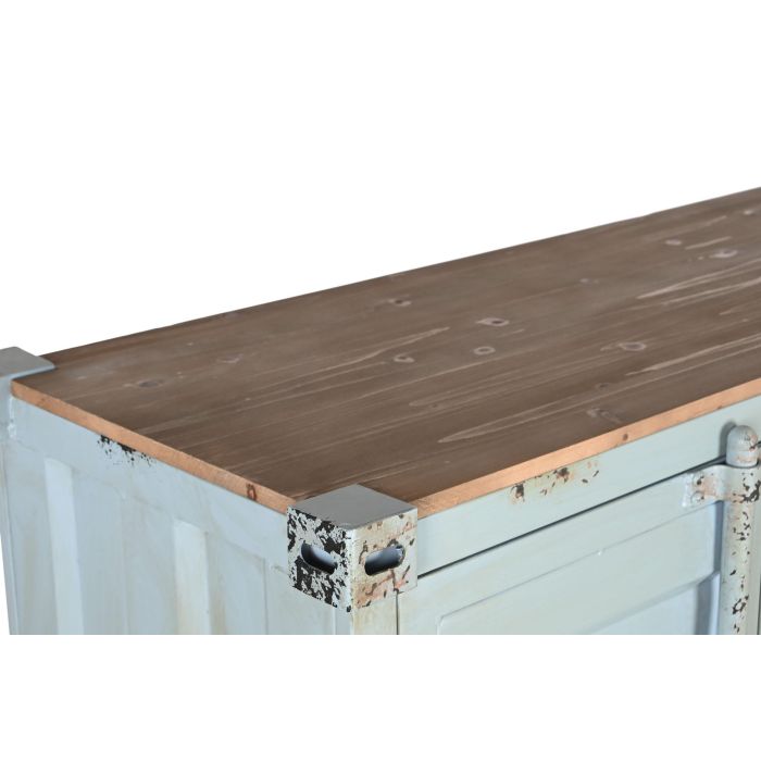 DKD Home Decor Armario Vintage Azul Celeste Metal Container 112 x 46 x 174 cm con 3 Cajones y 2 Puertas 5