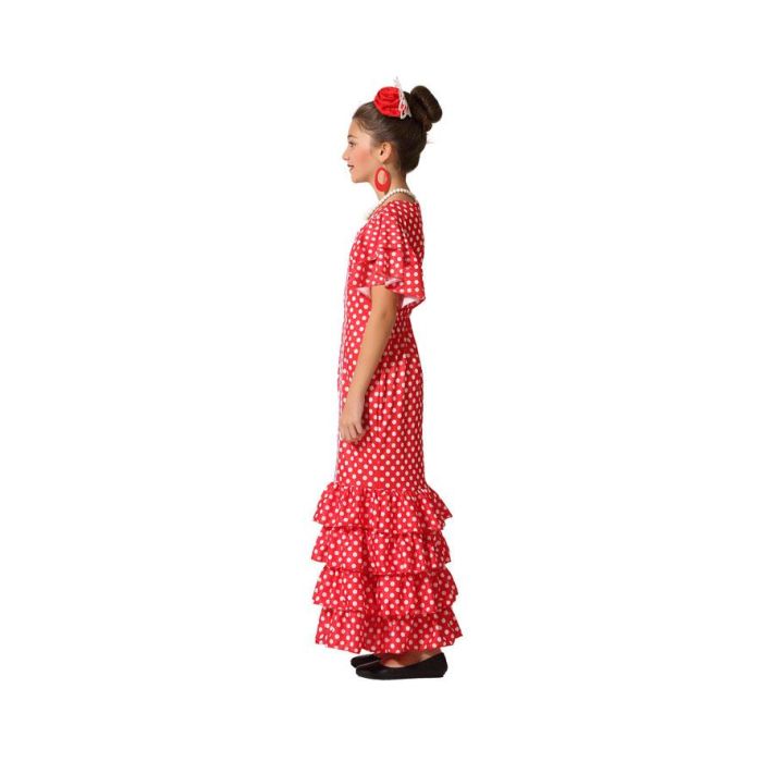 Disfraz Flamenca Rojo Niña Infantil Lunares Colores 10-12 Años