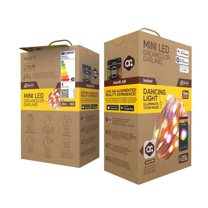 Muvit Guirnalda Luces Io Wifi Dreamcolor, Control Wi-Fi, Compatible con Google Home, Alexa, Siri, Efecto Musical, 66 LED, 5m 5 Muvit Guirnalda Luces Io Wifi Dreamcolor, Control Wi-Fi, Compatible con Google Home, Alexa, Siri, Efecto Musical, 66 LED, 5m 5