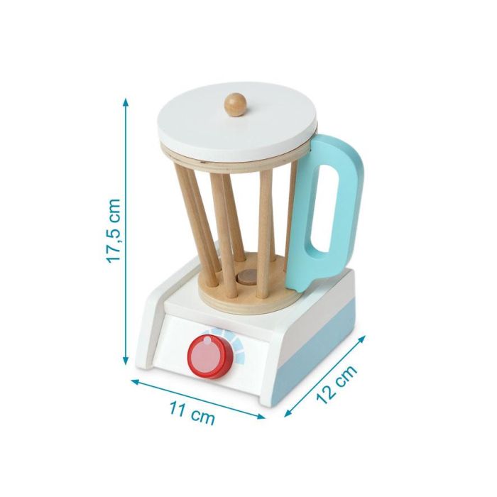 KioKids Batidora de Juguete de Madera, tipo vaso, con 4 Frutas (Kiwi, Fresa, Naranja, Pera). Imitación Cocina para Niños +3 Años. Material Seguro, Multicolor. 3