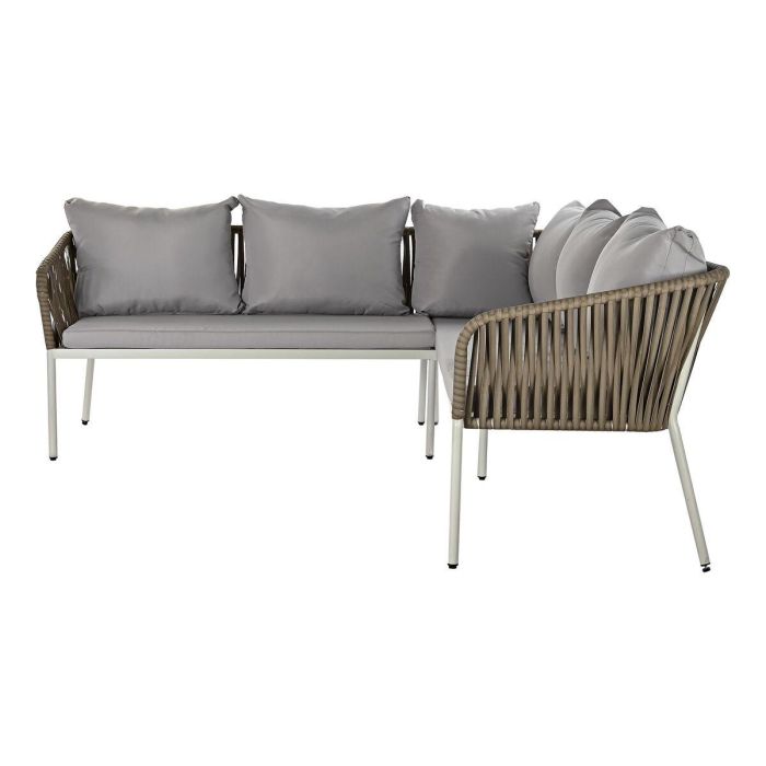 Sofa Terraza Y Jardin DKD Home Decor Blanco Marron Claro 190 x 70 x 190 cm Set de 3 8