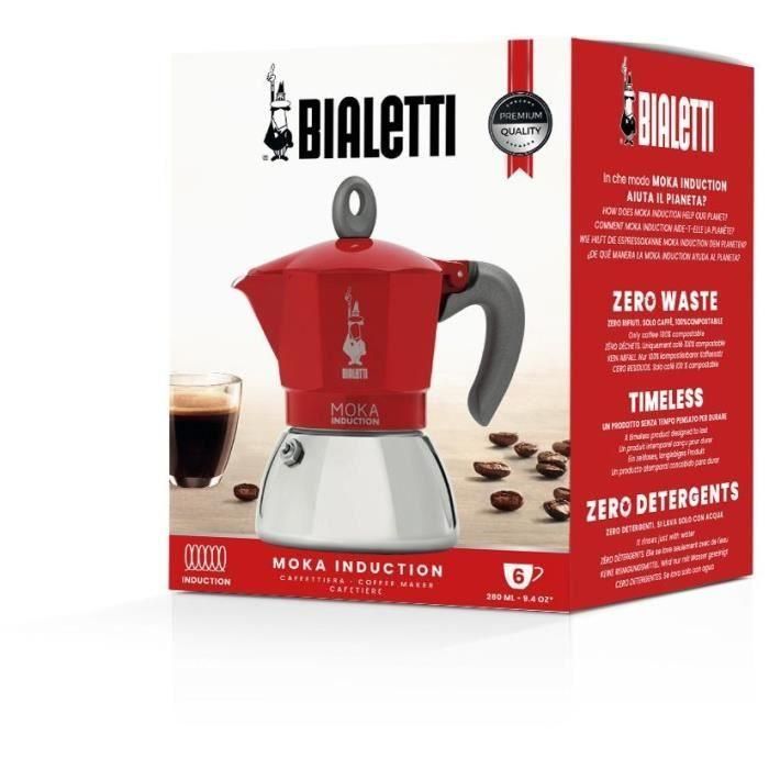 Cafetera italiana - BIALETTI - NEW MOKA INDUCCIÓN - 6 tazas - 0,28 L - Roja