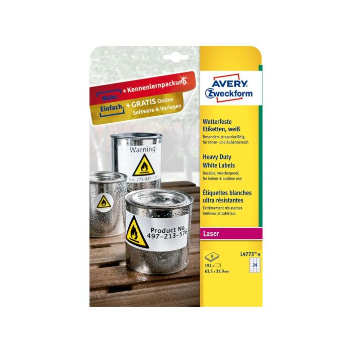 Avery Etiquetas Extra Resistentes 99,1x139 mm Láser 4 X 8H Poliéster Blanco 1