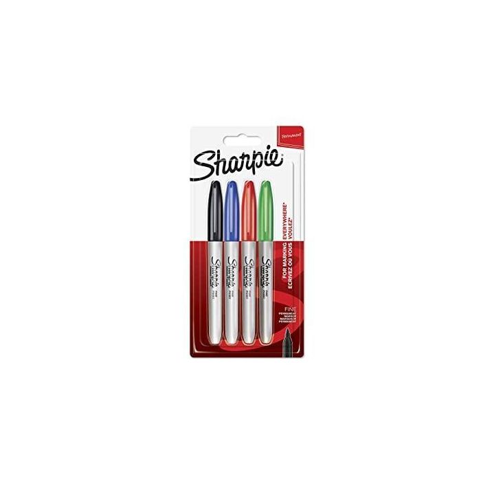 Sharpie Marcador Permanente Fine Punta Redonda 0.9 mm C-Surtidos Básicos Blister 4 Ud