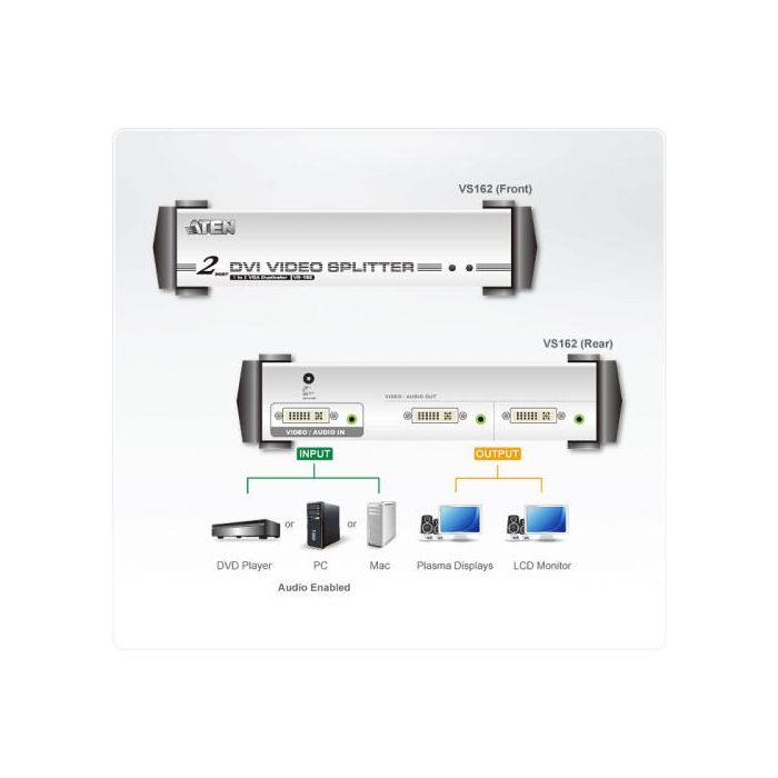 Aten VS162 divisor de video DVI 2x DVI 2 Aten VS162 divisor de video DVI 2x DVI 2
