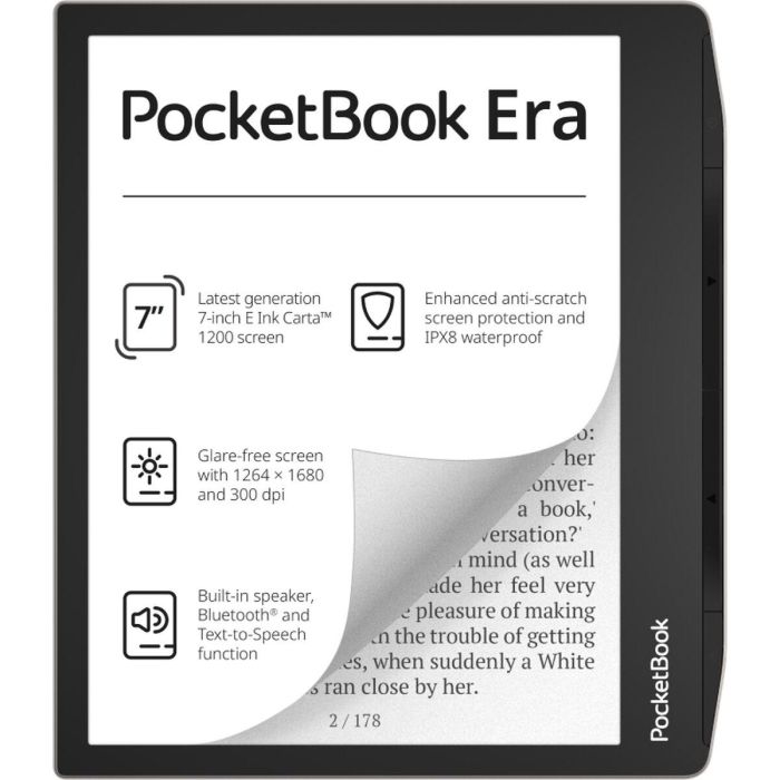 Pocketbook Era Ereader 7 Pulgadas Pantalla E Ink Carta 1200, 16GB, Bluetooth, Resistente al Agua IPX8, Plata 2 Pocketbook Era Ereader 7 Pulgadas Pantalla E Ink Carta 1200, 16GB, Bluetooth, Resistente al Agua IPX8, Plata 2