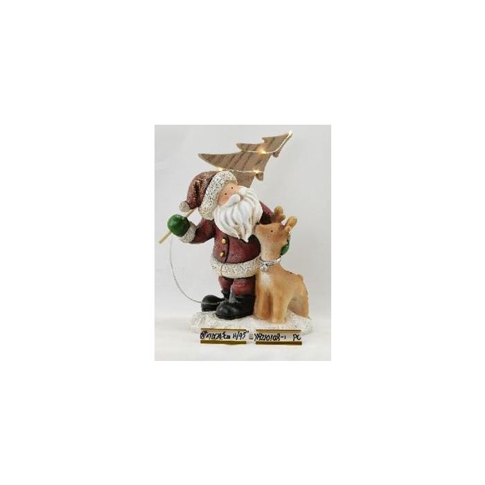DKD Home Decor Figura de Navidad Moderna con Luz LED, Resina Verde Gris, Pack de 3 Unidades, Medidas 11x23.5x18 cm, Modelos Surtidos 1
