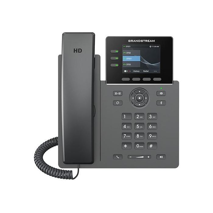 Grandstream GRP2611G Teléfono IP Carrier-Grade Gigabit con 3 Líneas, Pantalla 2.8", PoE, Soporte Montaje Pared