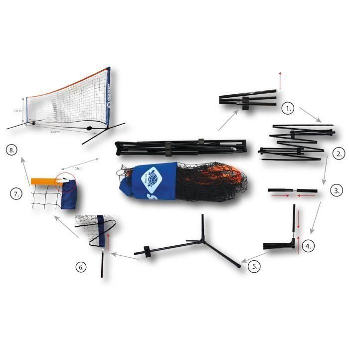 Schildkröt Fun Sports SCH4000885709865 - Mochila de Tenis para 2 Raquetas, Fundas, 2 Pelotas Espuma Ø7mm, Red Autoportante 75x300 cm y 6 Conos 2