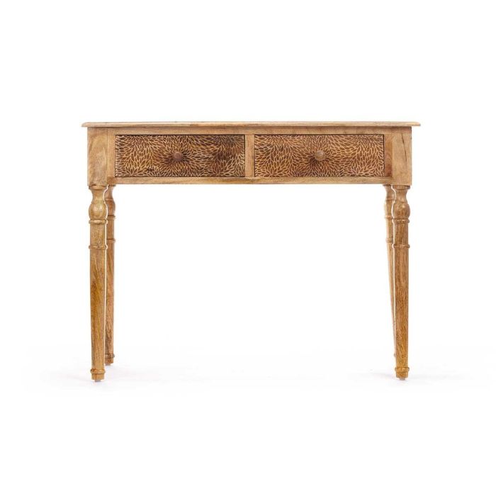 Mesa de Recibidor con 2 Cajones en Madera Mango, Marrón - Giftdecor 98x77x42 cm 2 Mesa de Recibidor con 2 Cajones en Madera Mango, Marrón - Giftdecor 98x77x42 cm 2