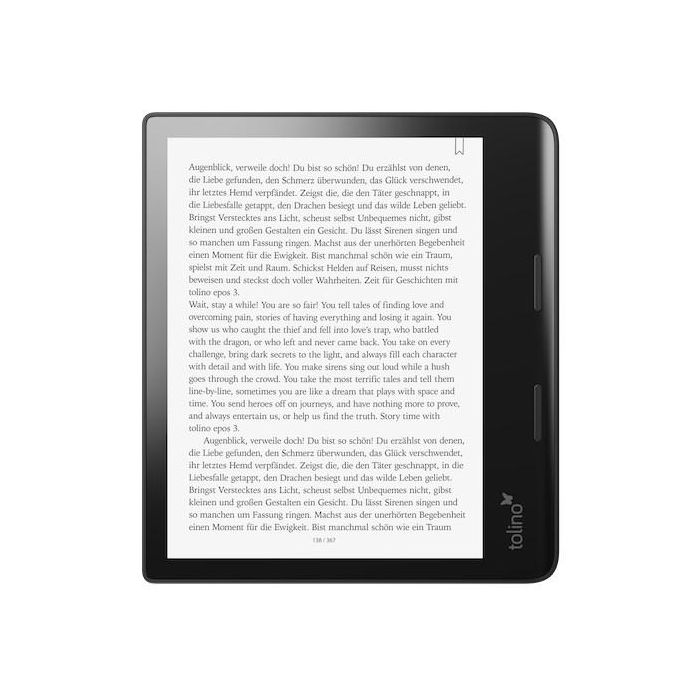 Tolino EPOS 3 eReader 8" E Ink Carta 32 GB, pantalla táctil con luz de fondo y resistente al agua