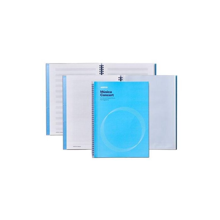 Bloc De Musica Additio Concert 12 Pentagramas 22X31.5 Espiral Y 20 Fundas Transparentes Portapartituras
