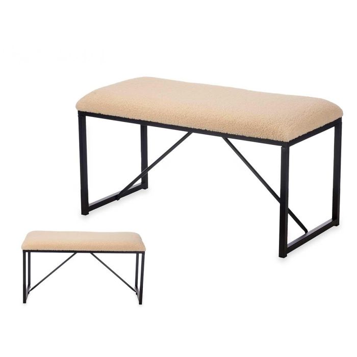 Banco Borreguito Beige Giftdecor 81x42x38 cm - Metal y Tela Banco Borreguito Beige Giftdecor 81x42x38 cm - Metal y Tela