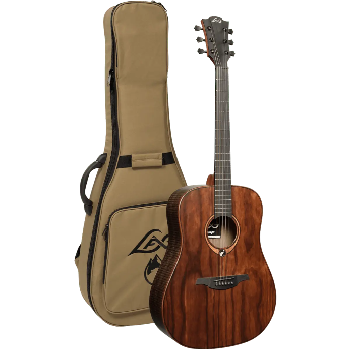LAG Guitarra Acústica Dreadnought Sauvage - Tapa Sólida Brankowood, Fondo y Aros Eucalipto Ahumado, Acabado Satinado 5