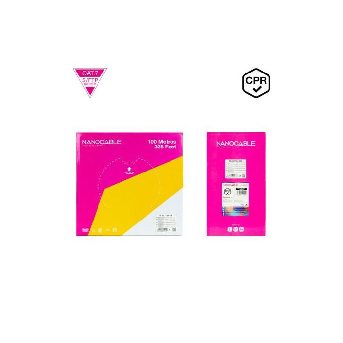 Nanocable Bobina Cable de Red CAT.7 LSZH SFTP PIMF AWG23, 10GBase-T, 600 MHz, PoE, 100 m, Naranja, Ref. 10.20.1700-100