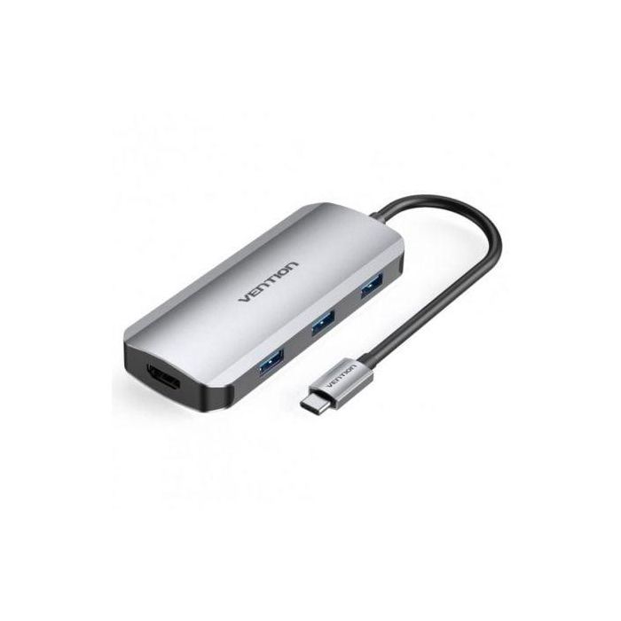 Vention TOFHB Concentrador USB-C 6 en 1 | HDMI 4K, 3xUSB 3.0 (5Gbps), USB-C 100W PD, USB-C Datos - Gris 0 Vention TOFHB Concentrador USB-C 6 en 1 | HDMI 4K, 3xUSB 3.0 (5Gbps), USB-C 100W PD, USB-C Datos - Gris 0