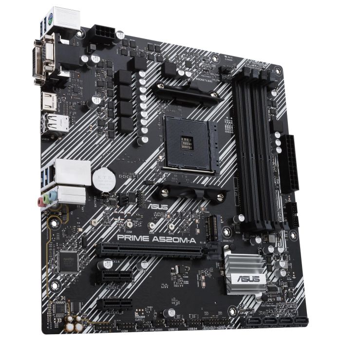 ASUS Placa Base PRIME A520M-A II/CSM, Socket AM4, Chipset AMD A520, Formato Micro ATX, Soporte para Procesadores AMD Ryzen 3 y 5, DDR4 4