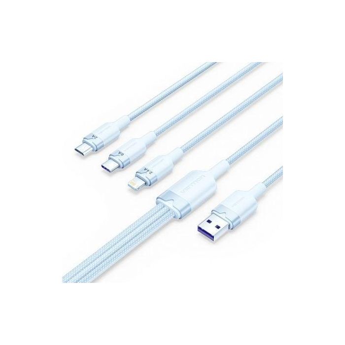 Vention CTPLG Cable USB 2.0 3 en 1 (USB-A, USB-C, Micro-USB, Lightning) 1.5m 480Mbps 3A Carga Rápida y Sincronización Azul 0 Vention CTPLG Cable USB 2.0 3 en 1 (USB-A, USB-C, Micro-USB, Lightning) 1.5m 480Mbps 3A Carga Rápida y Sincronización Azul 0