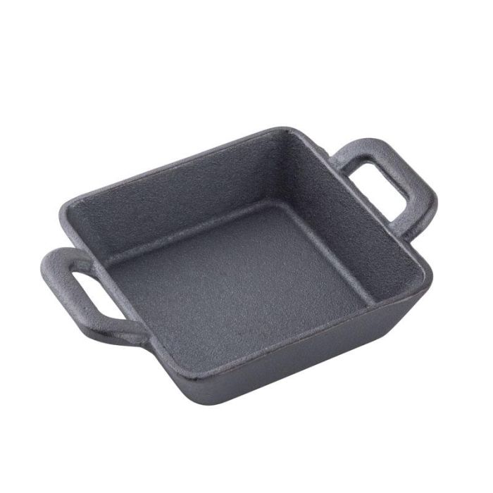 TABLECRAFT - CW30150/6 - Pack de 6 unidades - Cazuelita miniatura cuadrada 355 ml - 12,5 x 12,5 x 4 cm - 17,5 cm con asa - Negro