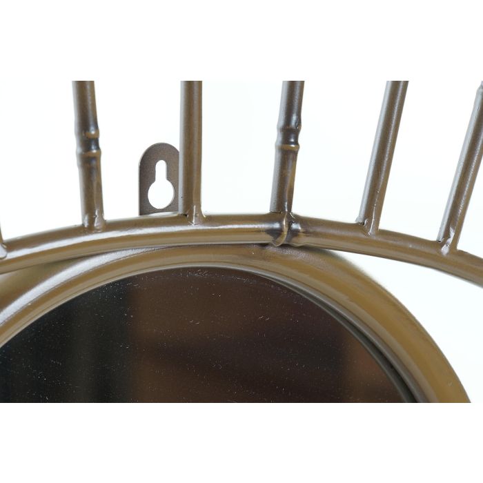 DKD Home Decor Espejo de Pared Balinés de Metal Natural con detalle Ojo 63 x 53 x 4 cm para Decoración del Hogar 2