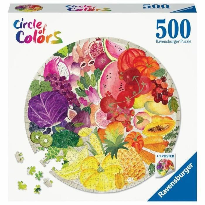 Ravensburger Rompecabezas Puzzle Redondo 500 Piezas - Frutas y Verduras, Diseño Círculo de Colores 3 Ravensburger Rompecabezas Puzzle Redondo 500 Piezas - Frutas y Verduras, Diseño Círculo de Colores 3