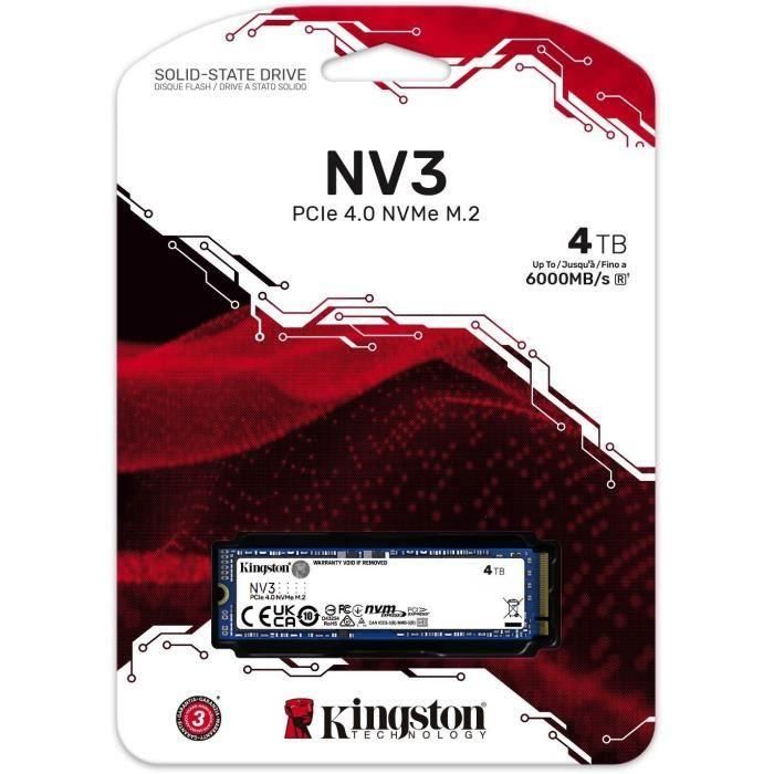 Kingston NV3 Unidad SSD 4 TB PCIe 4.0 NVMe M.2 2280 3D NAND, 6000/5000 MB/s, Alto Rendimiento y Bajo Consumo para PC/Portátil 4 Kingston NV3 Unidad SSD 4 TB PCIe 4.0 NVMe M.2 2280 3D NAND, 6000/5000 MB/s, Alto Rendimiento y Bajo Consumo para PC/Portátil 4