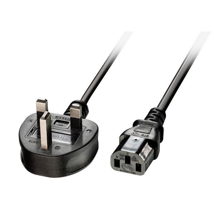 Lindy 5m UK 3 Pin Plug to IEC C13 mains power Cable, Black 1 Lindy 5m UK 3 Pin Plug to IEC C13 mains power Cable, Black 1