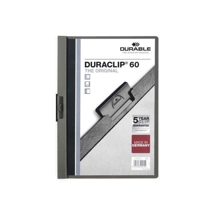 Dosier Clip Duraclip Pvc A4 2209 Pinza Metal 60H Gris Antracita (Set de 25)