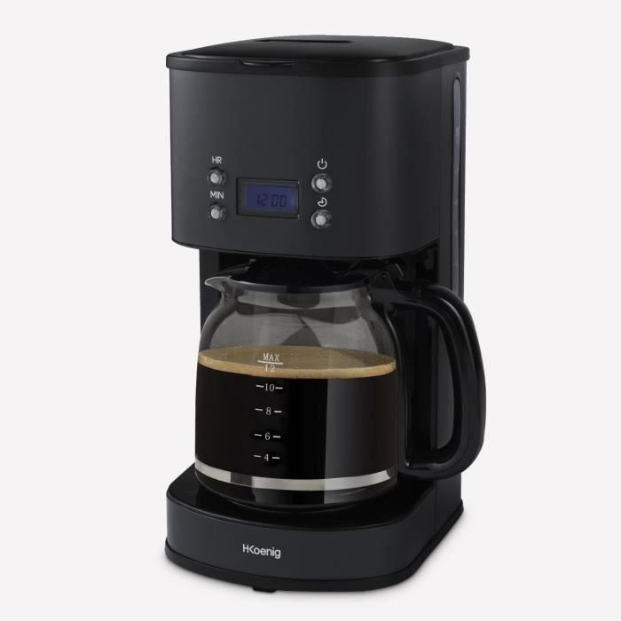 Cafetera programable - HKoeNIG - MG32 - 1,5 L (12 tazas) - 1000 W - Pantalla LCD - Mantener caliente - Negra y acero inoxidable 1 Cafetera programable - HKoeNIG - MG32 - 1,5 L (12 tazas) - 1000 W - Pantalla LCD - Mantener caliente - Negra y acero inoxidable 1