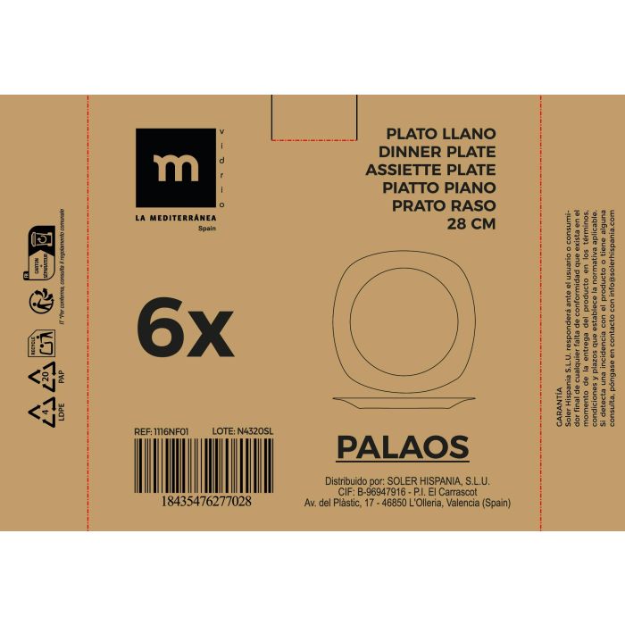 Plato Llano Opal Palaos 28 cm - La Mediterranea (36 Unidades) 2 Plato Llano Opal Palaos 28 cm - La Mediterranea (36 Unidades) 2