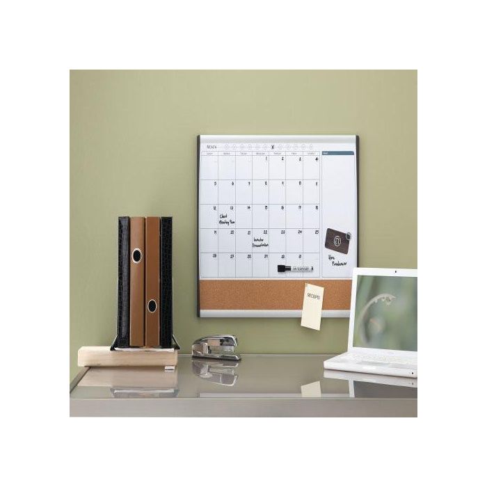 Nobo Planificador Mensual Magnético y Corcho Horizontal 585x430 mm, Marco Arqueado Plata y Negro, incluye rotulador, imanes 2 Nobo Planificador Mensual Magnético y Corcho Horizontal 585x430 mm, Marco Arqueado Plata y Negro, incluye rotulador, imanes 2