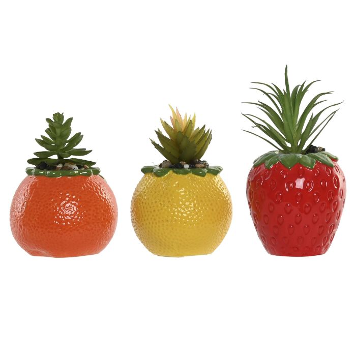 DKD Home Decor Planta Artificial Shabby Decoración Colores Surtidos (Rojo, Amarillo) 9x14x9 cm Pack 6 Unidades