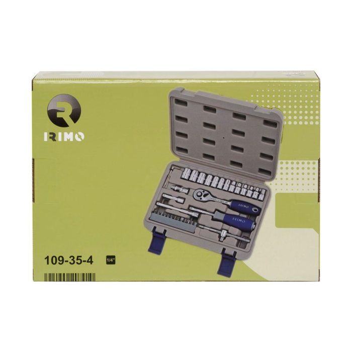 Irimo 109-35-4 Llave de Carraca 1/4" con Vasos y Puntas, Juego de 35 Piezas en Acero Cromo Vanadio con Acabado Cromado Brillante y Caja Estuche Irimo 109-35-4 Llave de Carraca 1/4" con Vasos y Puntas, Juego de 35 Piezas en Acero Cromo Vanadio con Acabado Cromado Brillante y Caja Estuche