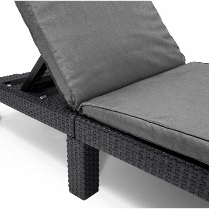 ALLIBERT Tumbona de Jardín Daytona De Luxe Imitación Resina Tejida 4 Posiciones con Cojín Gris Grafito 187x58x29cm 4