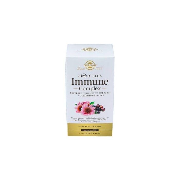 Solgar Ester-C® Immune Complex Vitamina C para el Sistema Inmune 60 Cápsulas Blandas Fórmula Suave con Zinc y Saúco