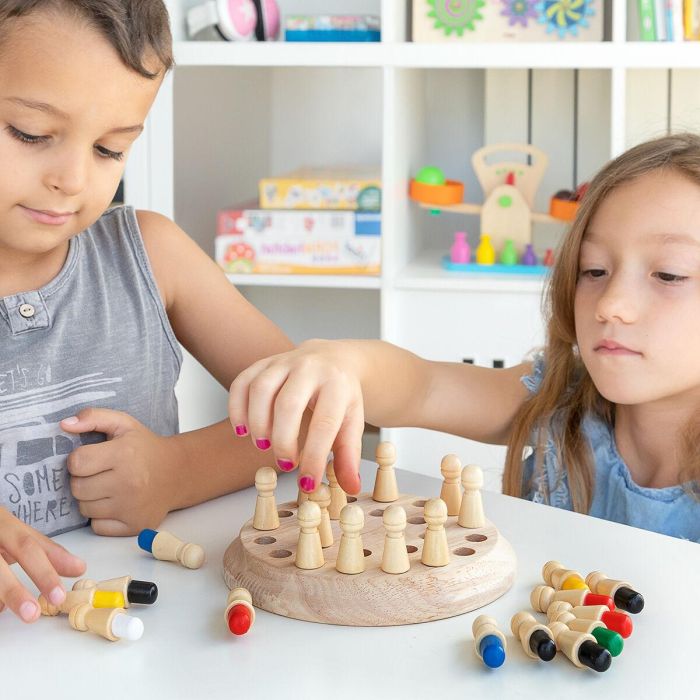 Pack Ajedrez de Memoria de Madera y Kit de Construcción de Fuertes para Niños InnovaGoods 9