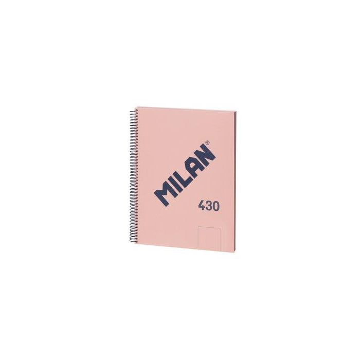 Milan 57141E80P Cuaderno A4 Tapa Dura, 80 Hojas Blancas 95 gr/m², Espiral Metálica, Rosa