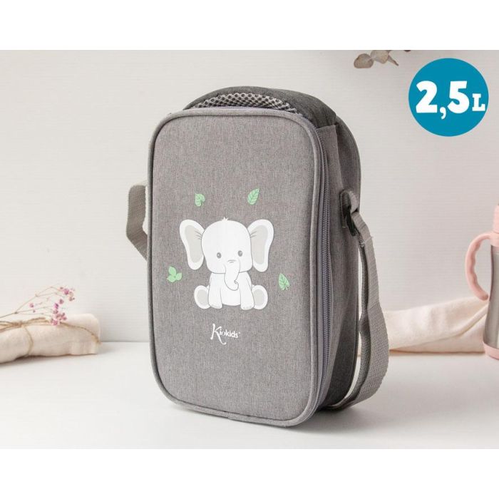 KioKids Nevera Portátil Merienda Elefante Infantil 2.5L Gris - Bolsa Térmica con Asa y Bandolera Colección Dolci Amici 0 KioKids Nevera Portátil Merienda Elefante Infantil 2.5L Gris - Bolsa Térmica con Asa y Bandolera Colección Dolci Amici 0