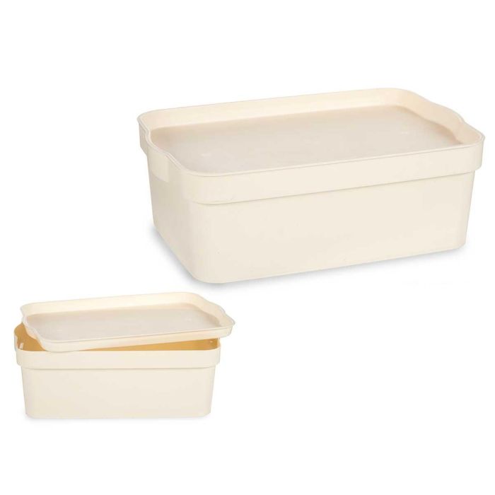 Caja Plastico Con Tapa 6L Crema Kipit 21X11CM (12 Unidades) Caja Plastico Con Tapa 6L Crema Kipit 21X11CM (12 Unidades)
