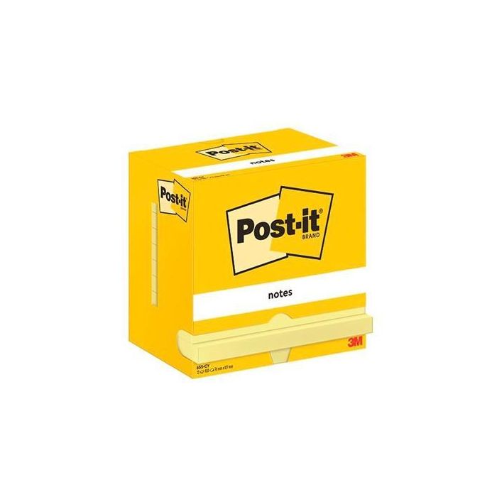 Post-It Bloc Notas Adhesivas 655 76x127 mm Canary Yellow 100 Hojas Paquete 12 Unidades