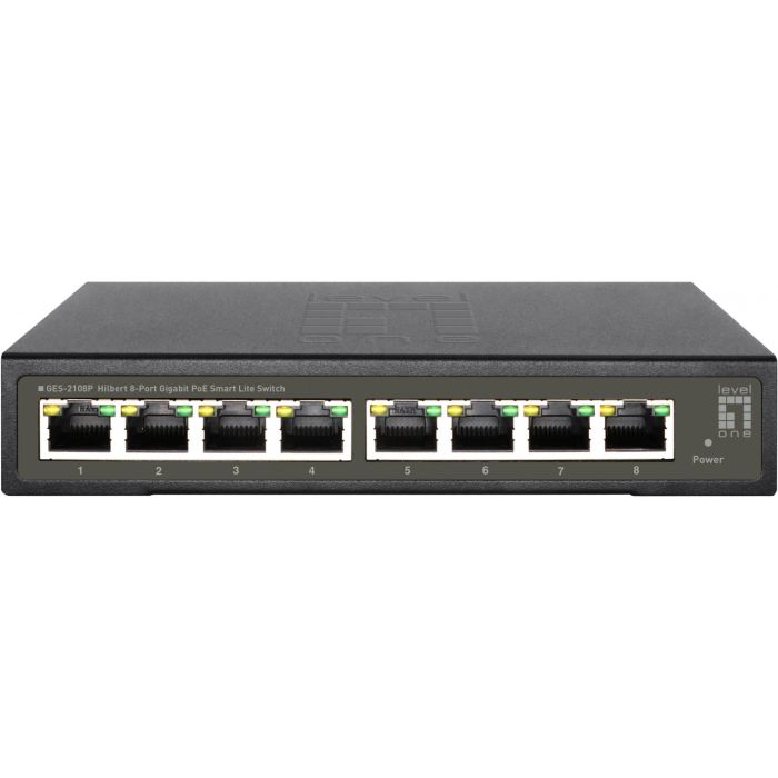 Hilbert GES-2108P - Switch Gigabit Ethernet de 8 Puertos con 8x PoE+ y 112W
