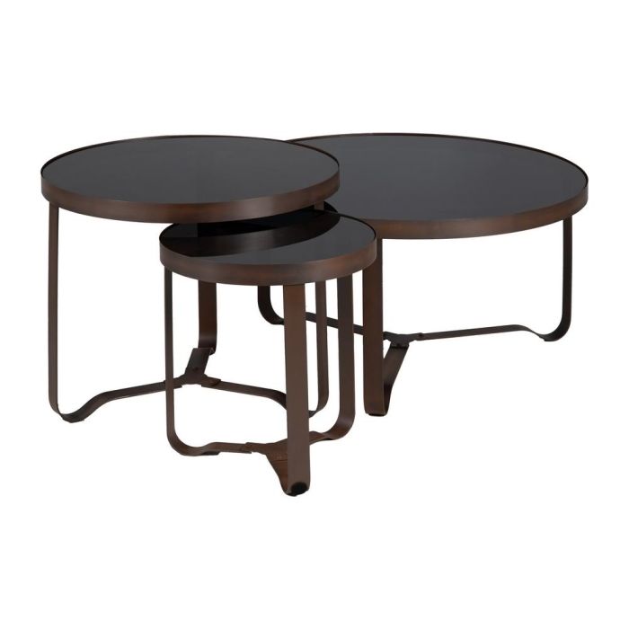 Mesita Marrón Oscuro Metal-Cristal 40 X 40 X 45 cm