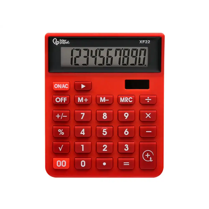 Liderpapel xf22 Calculadora Sobremesa 10 Dígitos Solar y Pilas Color Rojo 127x105x24 mm 2