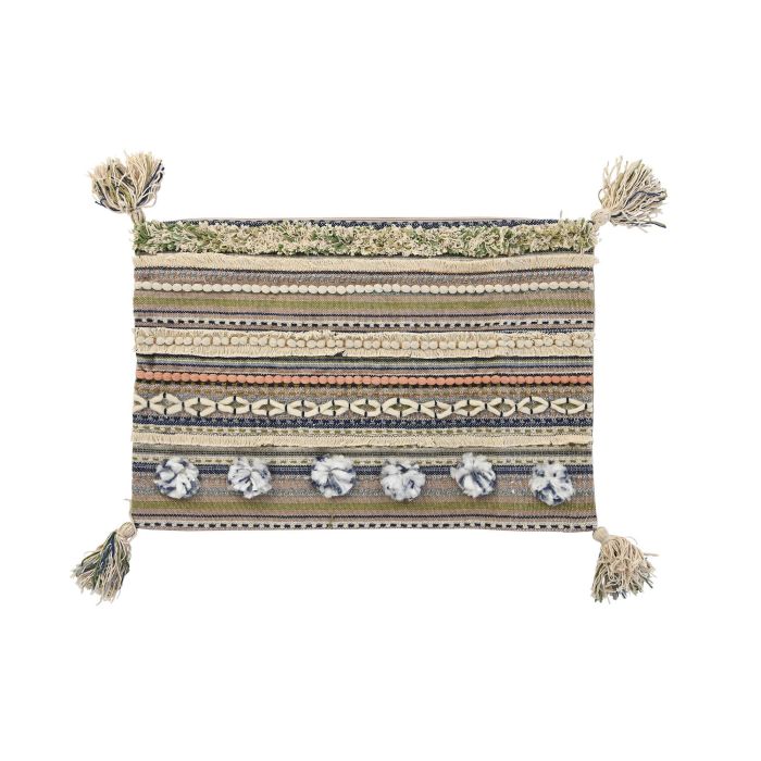 DKD Home Decor Funda Cojín Decorativa Multicolor de Algodón y Poliéster con Diseño de Flecos y Cierre de Cremallera 40 x 60 cm