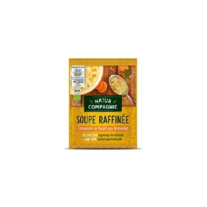 NATUR COMPANIER 12Sbrsx80Gr. Sopa de Pollo con Fideos Ecológica - Con Sémola de Trigo Duro, Zanahoria y Perejil