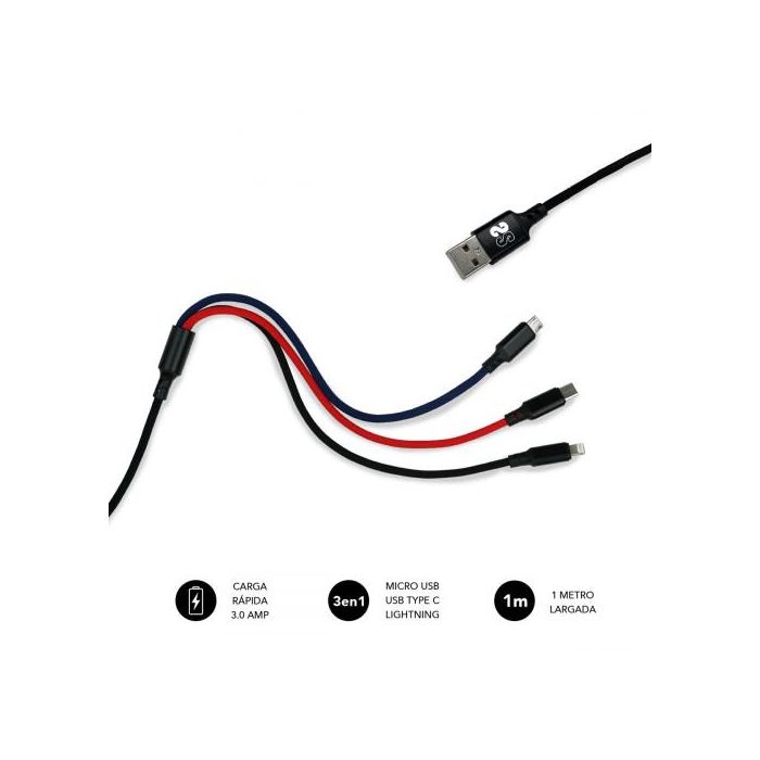 Cable Micro USB Subblim Premium 3in1 Azul Negro Rojo 1 m (1 unidad)