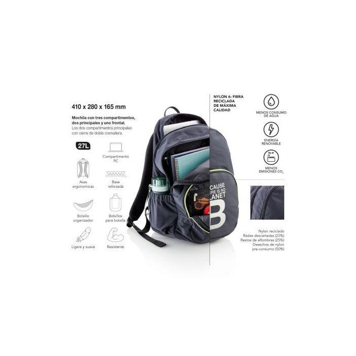Mochila Miquel Rius Because There Is No Planet B/ Capacidad 27L/ Azul Marino 4 Mochila Miquel Rius Because There Is No Planet B/ Capacidad 27L/ Azul Marino 4