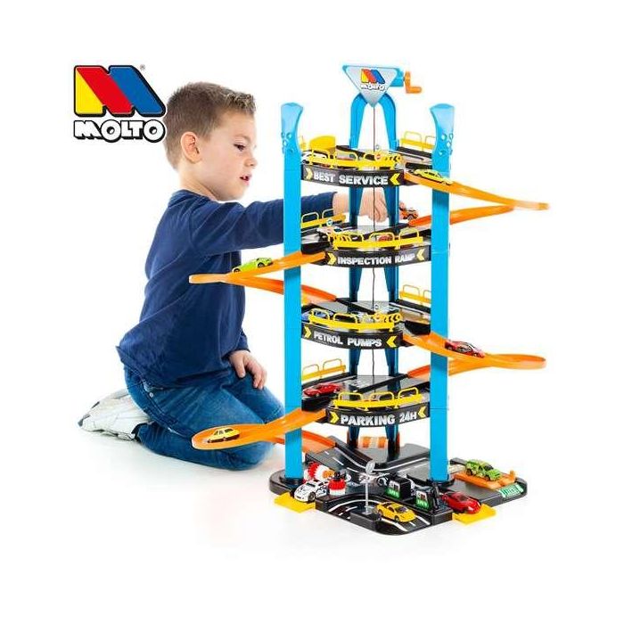 Molto Parking de 5 plantas con lavadero, elevador y rampas para coches, ideal para niños +3 años. Juguete de Plástico 57x56x75 cm 5 Molto Parking de 5 plantas con lavadero, elevador y rampas para coches, ideal para niños +3 años. Juguete de Plástico 57x56x75 cm 5